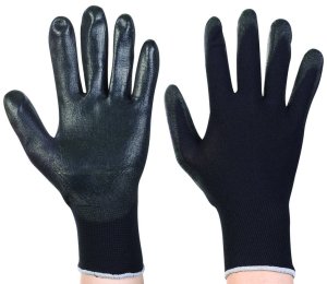 BLACK POLYEST PU GLOVES L OKKO 12 PAIRS 1