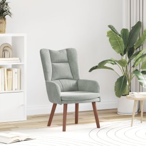 Fotel relaksacyjny vidaXL jasnoszary z weluru 1