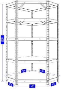 Mexen RACK BUDGET RANGULAR 180X90X45CM 2