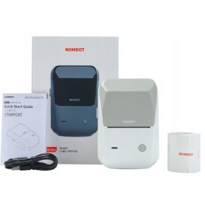 .NIIMBOT B1 Drukarka Termiczna NAKLEJKI Bluetooth BEZ TUSZU BIAŁO-SZARA PL 1