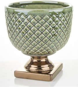 Osłonka zielono-złota 18,5x17x17 cm IRMA - II na złotej podstawce 2