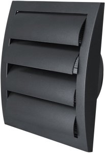 Plastic ventilation grille ND10ZA, 148 x 153 mm, DN100, with louver, anthracite color. 1