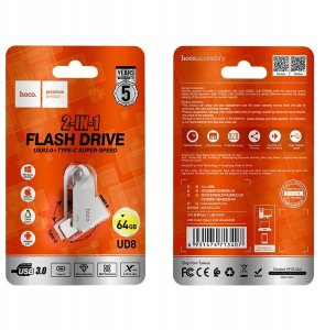 HOCO pendrive USB A + USB C UD8 64GB USB3.0 2