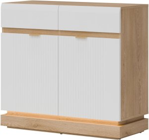 Komoda dwudrzwiowa z szufladami do pokoju Dąb Cremona Biały MILTON ML02 2