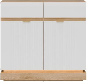Komoda dwudrzwiowa z szufladami do pokoju Dąb Cremona Biały MILTON ML02 4