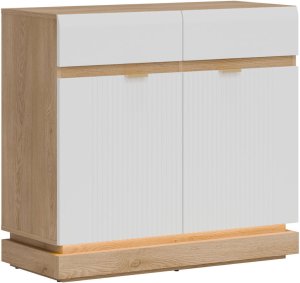 Komoda dwudrzwiowa z szufladami do pokoju Dąb Cremona Biały MILTON ML02 6