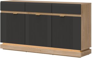 Komoda trzydrzwiowa z szufladami do salonu Dąb Cremona Antracyt MILTON ML03 2