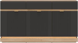 Komoda trzydrzwiowa z szufladami do salonu Dąb Cremona Antracyt MILTON ML03 4