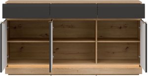 Komoda trzydrzwiowa z szufladami do salonu Dąb Cremona Antracyt MILTON ML03 5