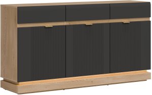 Komoda trzydrzwiowa z szufladami do salonu Dąb Cremona Antracyt MILTON ML03 6