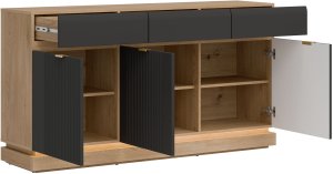 Komoda trzydrzwiowa z szufladami do salonu Dąb Cremona Antracyt MILTON ML03 7