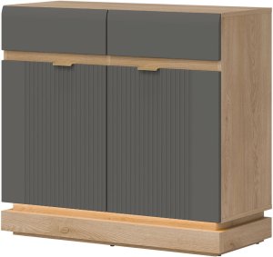 Komoda dwudrzwiowa z szufladami do pokoju Dąb Cremona Szary MILTON ML02 2