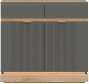 Komoda dwudrzwiowa z szufladami do pokoju Dąb Cremona Szary MILTON ML02 4