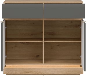 Komoda dwudrzwiowa z szufladami do pokoju Dąb Cremona Szary MILTON ML02 5