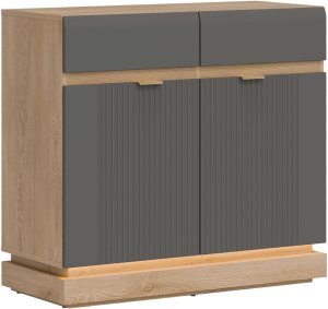 Komoda dwudrzwiowa z szufladami do pokoju Dąb Cremona Szary MILTON ML02 6