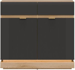 Komoda dwudrzwiowa z szufladami do pokoju Dąb Cremona Antracyt MILTON ML02 4