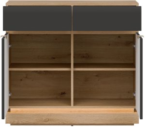 Komoda dwudrzwiowa z szufladami do pokoju Dąb Cremona Antracyt MILTON ML02 5