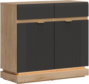 Komoda dwudrzwiowa z szufladami do pokoju Dąb Cremona Antracyt MILTON ML02 6