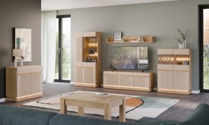 Komoda dwudrzwiowa z szufladami do pokoju Dąb Cremona Kaszmir MILTON ML02 11