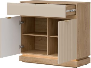 Komoda dwudrzwiowa z szufladami do pokoju Dąb Cremona Kaszmir MILTON ML02 3