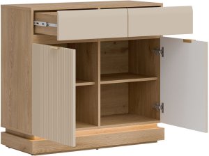 Komoda dwudrzwiowa z szufladami do pokoju Dąb Cremona Kaszmir MILTON ML02 7