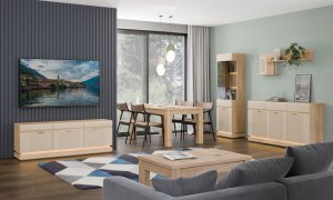 Komoda dwudrzwiowa z szufladami do pokoju Dąb Cremona Kaszmir MILTON ML02 10