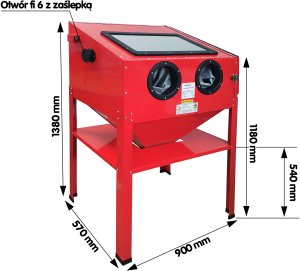 Piaskarka kabinowa 220L litrów SB002 + para rękawic ochronnych gratis 4