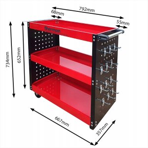 Wózek trzypółkowy warsztatowy narzędziowy 3PA cz ze ściankami Sherman 8