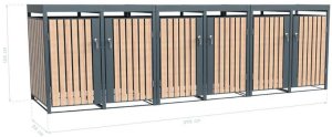 Westmann Metalowy kosz na śmieci Planta | 6x240 Dł. | Skrzynia na śmieci z dachem roślinnym | 84x396x124 cm 1