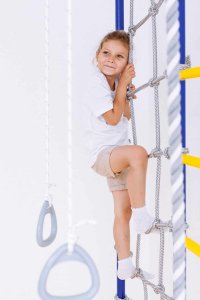 Drabinka gimnastyczna MERKURY 2 żółto-pomarańczowa z siatką | 100 kg 3