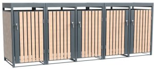Westmann Metalowy kosz na śmieci Planta 5x240 Dł. Skrzynia na śmieci z dachem roślinnym 84x332x124 cm 1