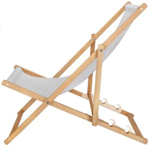 Leżak drewniany ogrodowy z 3-stopniową regulacją składany plażowy jasnoszary UNIWERSALNY 14