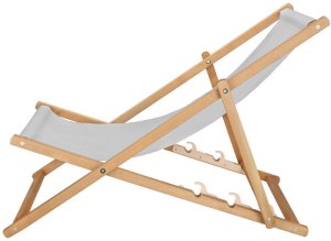 Leżak drewniany ogrodowy z 3-stopniową regulacją składany plażowy jasnoszary UNIWERSALNY 3