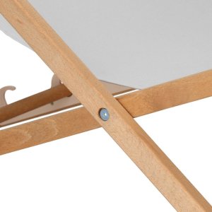 Leżak drewniany ogrodowy z 3-stopniową regulacją składany plażowy jasnoszary UNIWERSALNY 9