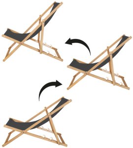 Leżak drewniany ogrodowy z 3-stopniową regulacją składany plażowy grafitowy UNIWERSALNY 8