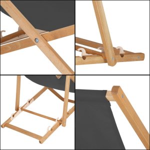 Leżak drewniany ogrodowy z 3-stopniową regulacją składany plażowy grafitowy UNIWERSALNY 9