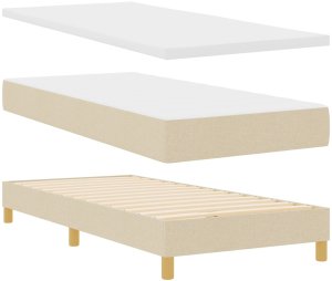 vidaXL Kremowe łóżko kontynentalne z materacem 80x200 cm 6