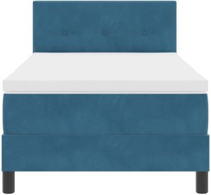Łóżko kontynentalne vidaXL z materacem granatowym pojedynczym aksamitnym 7