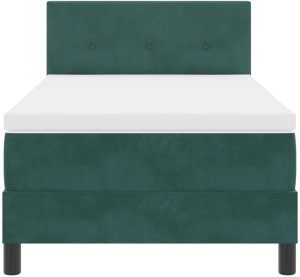 vidaXL Łóżko Box Spring z materacem ciemnozielonym jednoosobowe aksamit 8