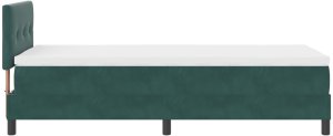 vidaXL Łóżko Box Spring z materacem ciemnozielonym jednoosobowe aksamit 9