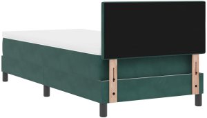 vidaXL Łóżko Box Spring z materacem ciemnozielonym jednoosobowe aksamit 10