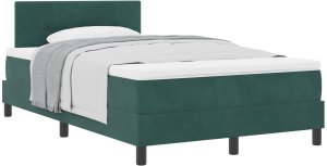 Box Spring łóżko z materacem ciemnozielone małe podwójne aksamitne 2