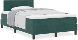 Box Spring łóżko z materacem ciemnozielone małe podwójne aksamitne 4