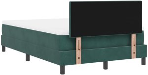 Box Spring łóżko z materacem ciemnozielone małe podwójne aksamitne 10