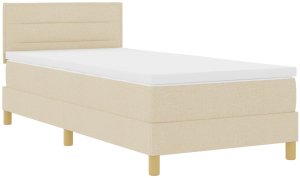 vidaXL Łóżko sprężynowe z materacem i LED Kremowe 80x200 cm Tkanina 3