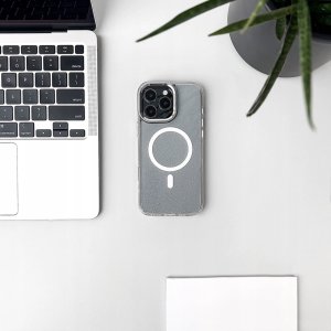 Etui brokatowe Glitter Case z MagSafe na Samsung Galaxy A56 5G - białe 4