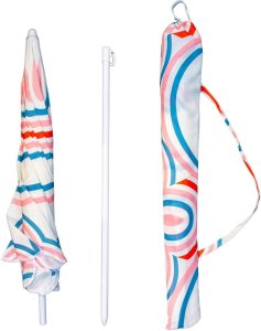 ProGarden PARASOL PLAŻOWO OGRODOWY 160CM PASEK NIEBIESKO RÓŻOWY 2