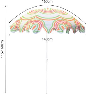 ProGarden Parasol plażowo ogrodowy 160CM pomarańczowo zielony 4