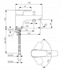 Bateria umywalkowa Ideal Standard MIXER WASHBASIN CERAFINE 0 BC554AA 8
