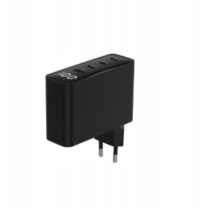 Ładowarka uniwersalna 100W GaN 1xUSB-A 3xUSB-C szybkie ładowanie LCD czarna 2